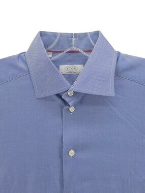 ETON Long Sleeve Dress Shirt Blue Diagonal Stripe Contemporary 40 - 15 3/4